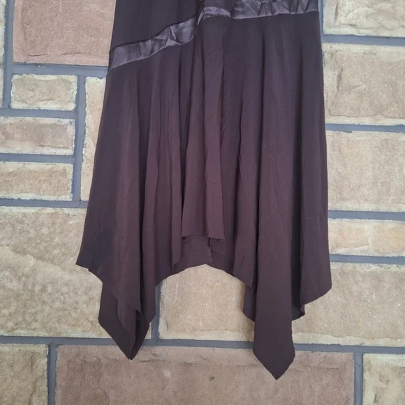 Taboo Vintage Y2K Espresso Brown Asymmetrical Hem Halter Mini Dress M - Picture 2 of 9